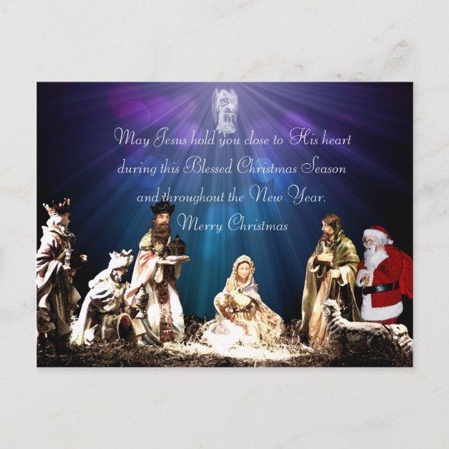 Carte Postale père Noël à la Nativité (Devant)