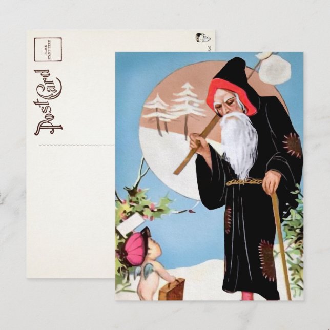 Carte postale Père Noël à Robes Noires Victorienne (Devant / Derrière)