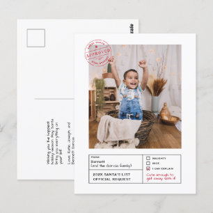 Carte Postale Père Noël Approuvée Naughty ou Nice