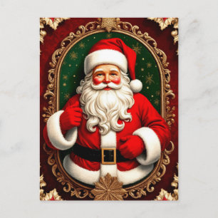 Carte Postale Père Noël assis à côté des chaussettes de Noël