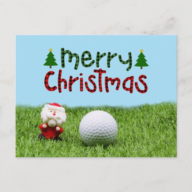 Carte Postale Père Noël avec balle de golf Joyeux Noël golfeur (Devant)