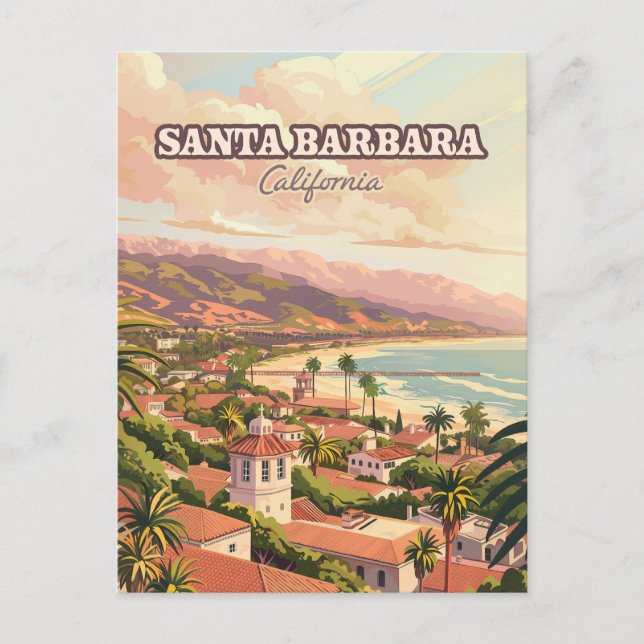 Carte Postale Père Noël Barbara Beach Côte Centrale Californie R (Devant)
