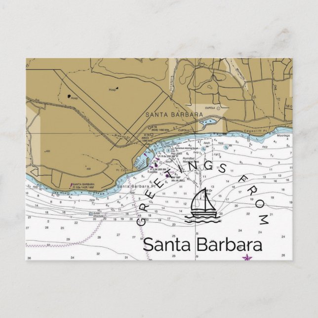 Carte Postale Père Noël Barbara CA Yacht Chart (Devant)