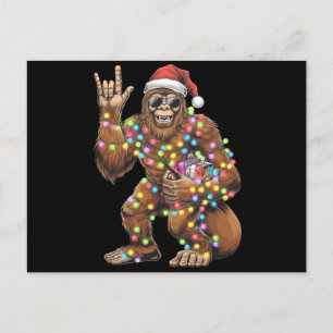 Carte Postale Père Noël Bigfoot Lumières de Noël Rock Drôle 