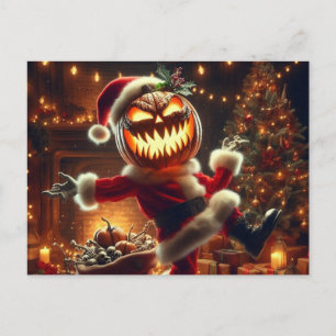Carte Postale Père Noël citrouille effrayant Jack-O-Lantern