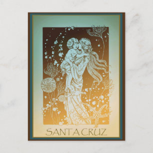 Carte postale père Noël Cruz California