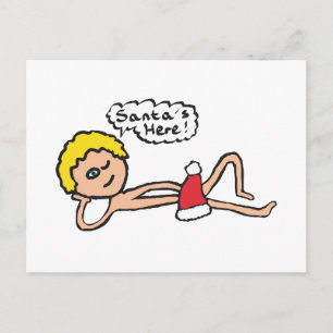Carte Postale Père Noël drôle ici Humour de Noël