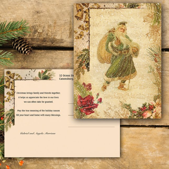 Carte Postale Père Noël en Neige avec Roses & Musique (Créateur téléchargé)