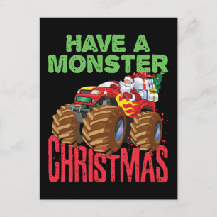 Carte Postale Père Noël équitation Monster Truck Avoir Monster N