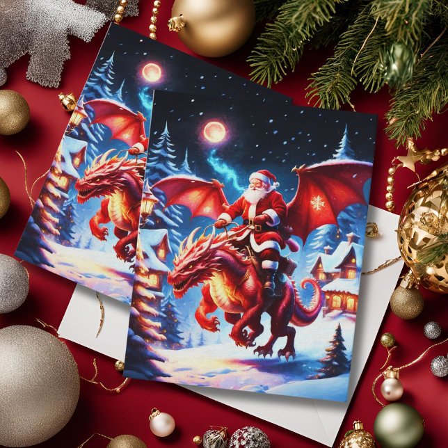 Carte Postale Père Noël Et Dragon Le Soir De Noël (Créateur téléchargé)