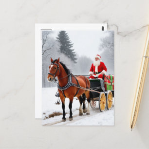 Carte Postale Père Noël et le cheval à cinq pattes