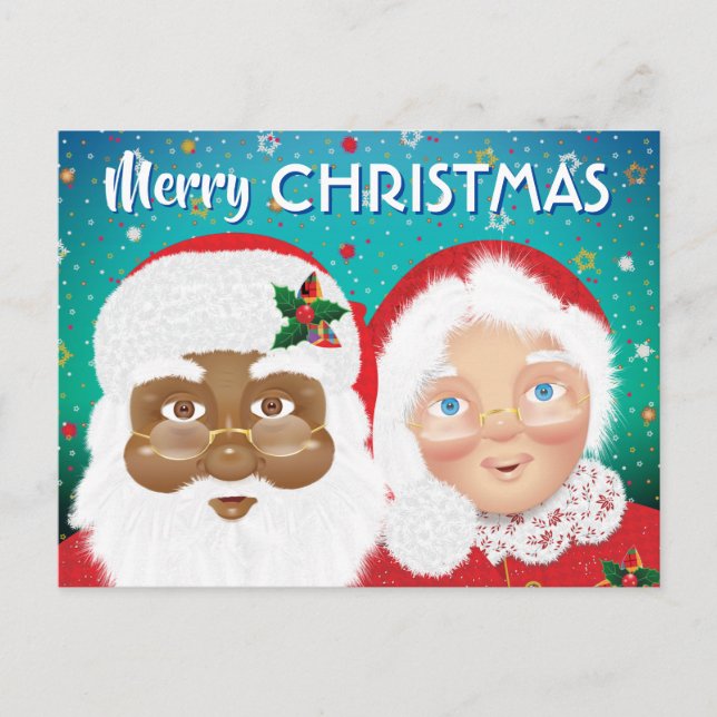 Carte Postale Père Noël et Mme Claus Fêtes de Noël (Devant)