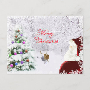 Carte Postale père Noël et Reindeer