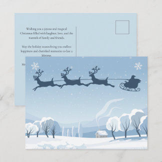 Carte Postale Père Noël et Renne Hiver Noël