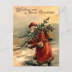 Carte Postale Père Noël et sapin