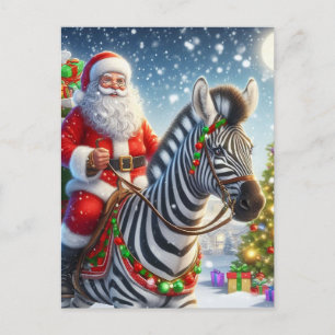 Carte Postale Père Noël et un Imaginaire zébrée
