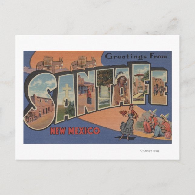 Carte Postale Père Noël Fe, Nouveau-Mexique - Scènes de grandes  (Devant)