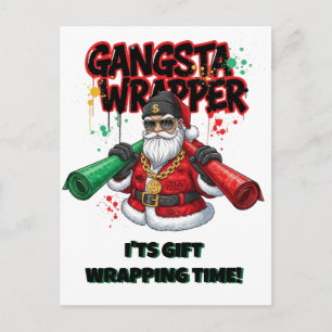 Carte Postale Père Noël Gangsta Wrapper Noël
