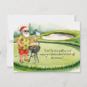 Carte Postale Père Noël Golf & Festive Petit déjeuner pour Club