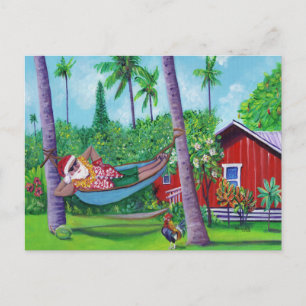 Carte Postale Père Noël hawaïenne en vacances à Hawaii