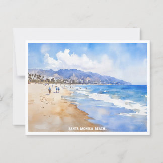 Carte Postale Père Noël Monica Beach, peinture à l'aquarelle de