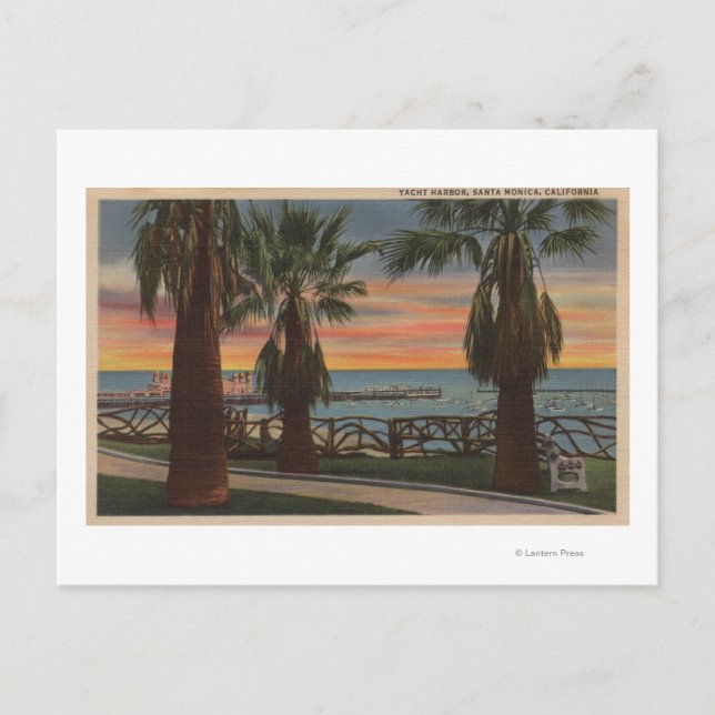 Carte Postale Père Noël Monica, CA - Yacht Harbour et Sunset Vie (Devant)