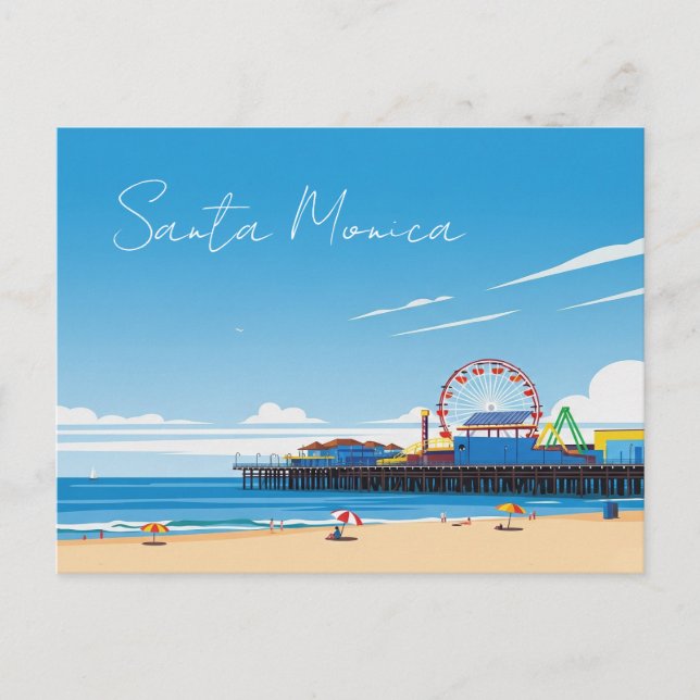 Carte Postale Père Noël Monica Pier Californie Los Angeles (Devant)