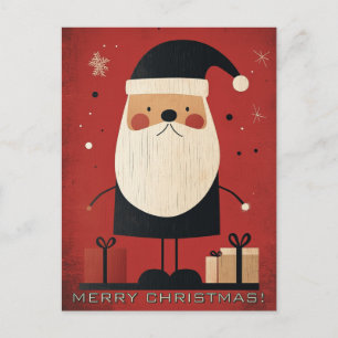 Carte Postale Père Noël noir et cadeaux de Noël