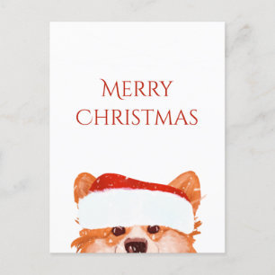 Carte Postale Père Noël Orange Corgi Joyeux Noël