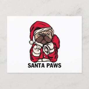Carte Postale Père Noël Paws Noël Anglais Bulldog