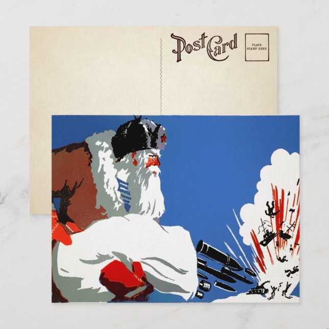 Carte postale Père Noël russe vintage (Devant / Derrière)