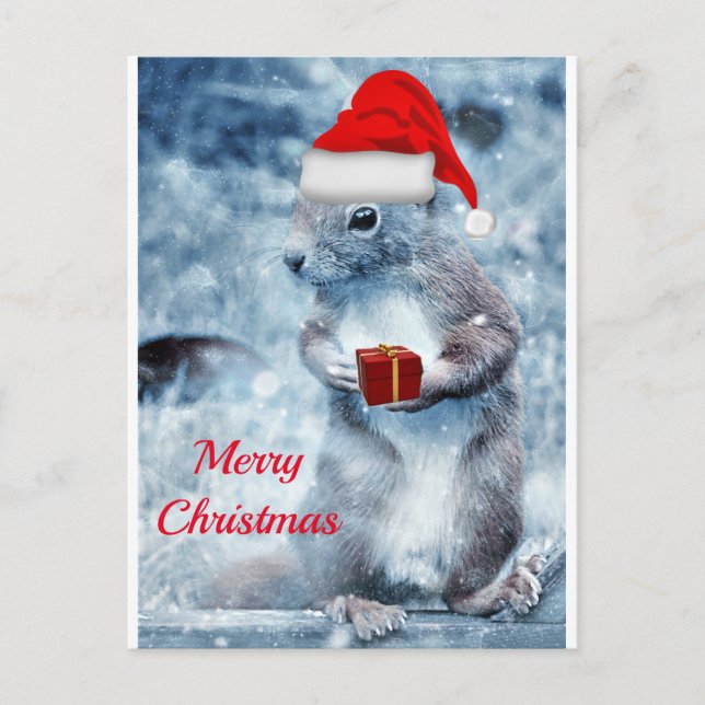 Carte Postale Père Noël Squirrel Joyeux Noël (Devant)