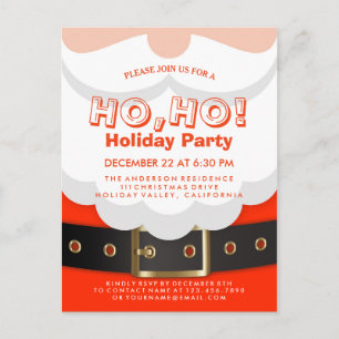 Carte Postale Père Noël Suit Noël Ho, Ho, Invitation de fête de 