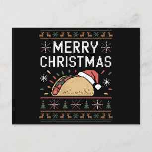 Carte Postale Père Noël Taco Noël Sweater Lumineux Ugly Xmas