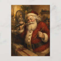Père Noël vintage au tableau de peinture à l'huile