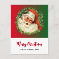 Père Noël vintage avec couronne de pin Noël
