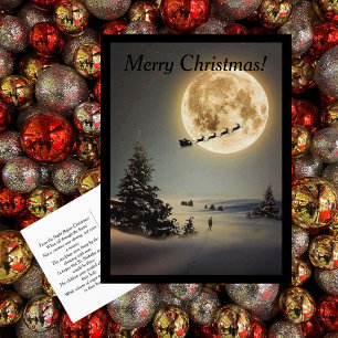 Carte postale Père Noël vintage sous Pleine lune