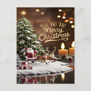 Carte Postale Père Noël : Voyage de Noël magique