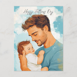 Carte Postale Père tenant à l'intérieur le message de l'enfant