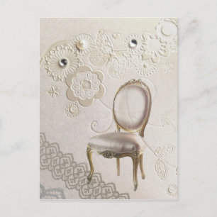 Carte Postale perle élégante tourbillons dentelle paris floral