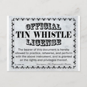 Carte Postale Permis de sifflet en tin