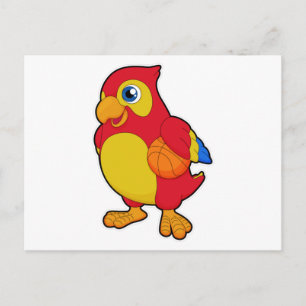 Carte Postale Perroquet au sport de basket-ball