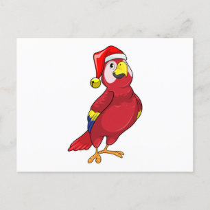 Carte Postale Perroquet avec chapeau de Père Noël