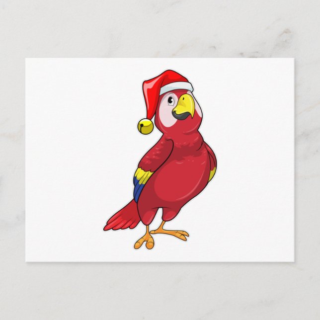 Carte Postale Perroquet avec chapeau de Père Noël (Devant)