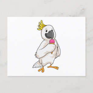 Carte Postale Perroquet avec crème glacée gaufre