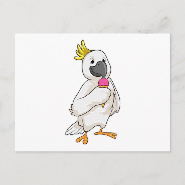 Carte Postale Perroquet avec glace au gaufre (Devant)