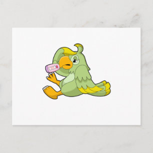 Carte Postale Perroquet avec thermomètre clinique