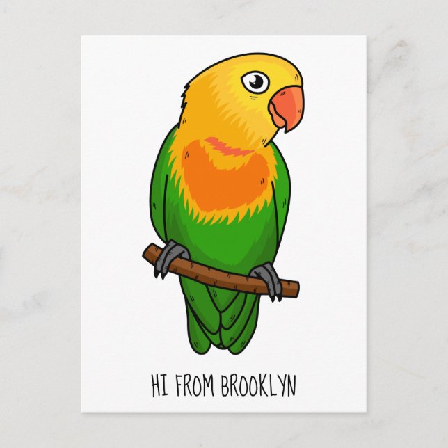 Carte Postale Perroquet de caricature mignon lovebird (Devant)