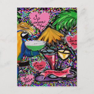 Carte Postale Perroquet de fête de la Saint-Valentin
