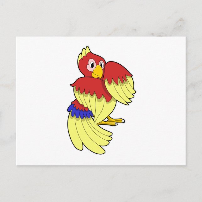 Carte Postale Perroquet rouge jaune (Devant)